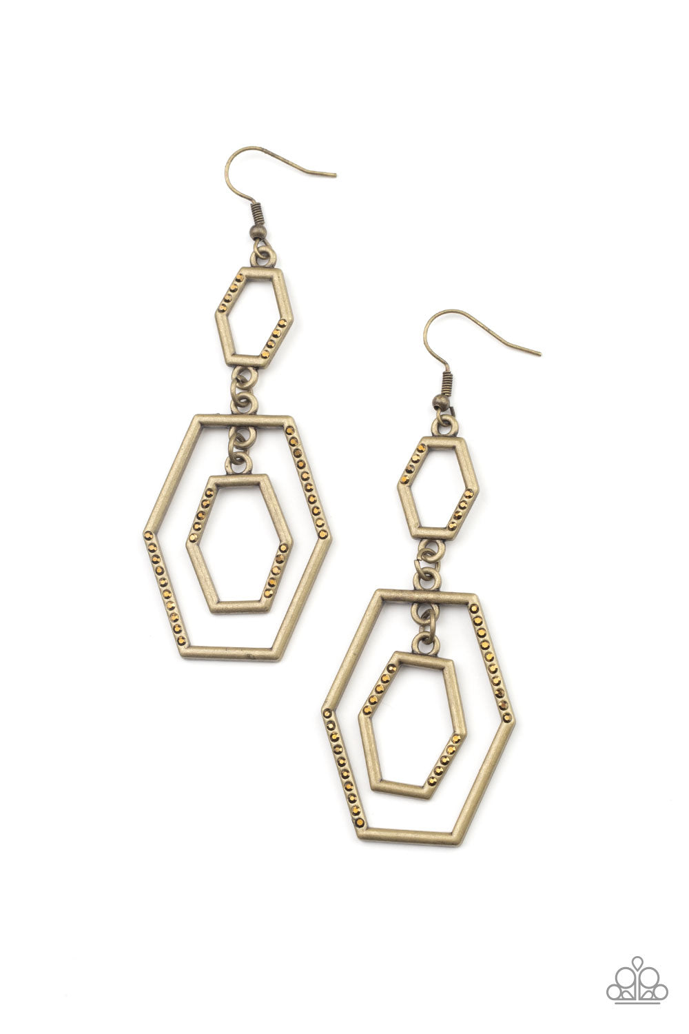 Paparazzi Accessories - Geometric Maven - Brass earrings