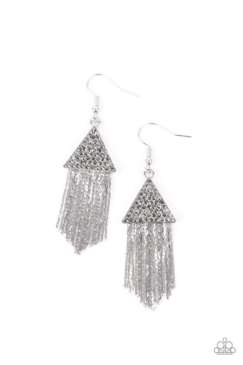 Paparazzi Accessories - Pyramid SHEEN - Silver earrings