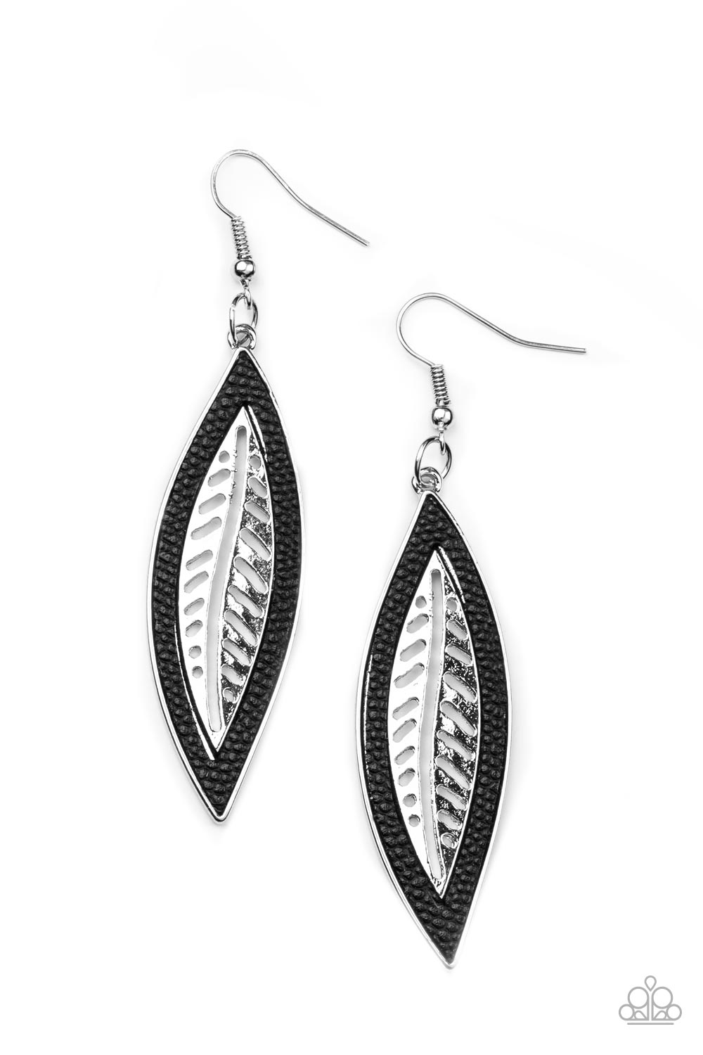 Paparazzi Accessories - Leather Lagoon - Black earrings