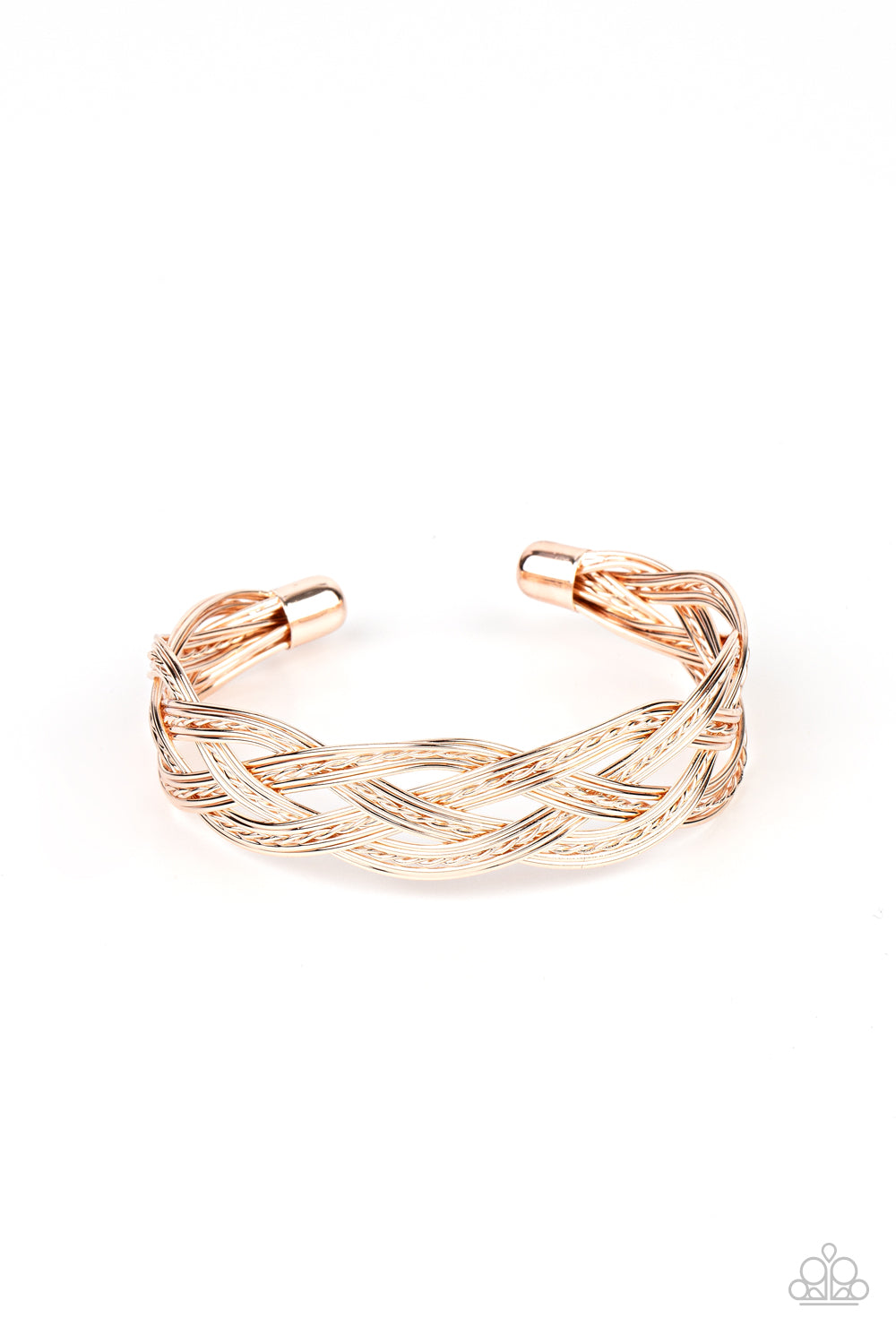 Paparazzi Accessories - Get Your Wires Crossed - Rose Gold bracelet