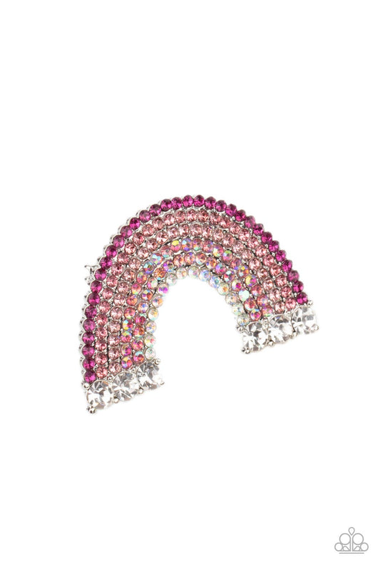 Paparazzi Accessories -Somewhere Over The RHINESTONE Rainbow - Pink hair clip