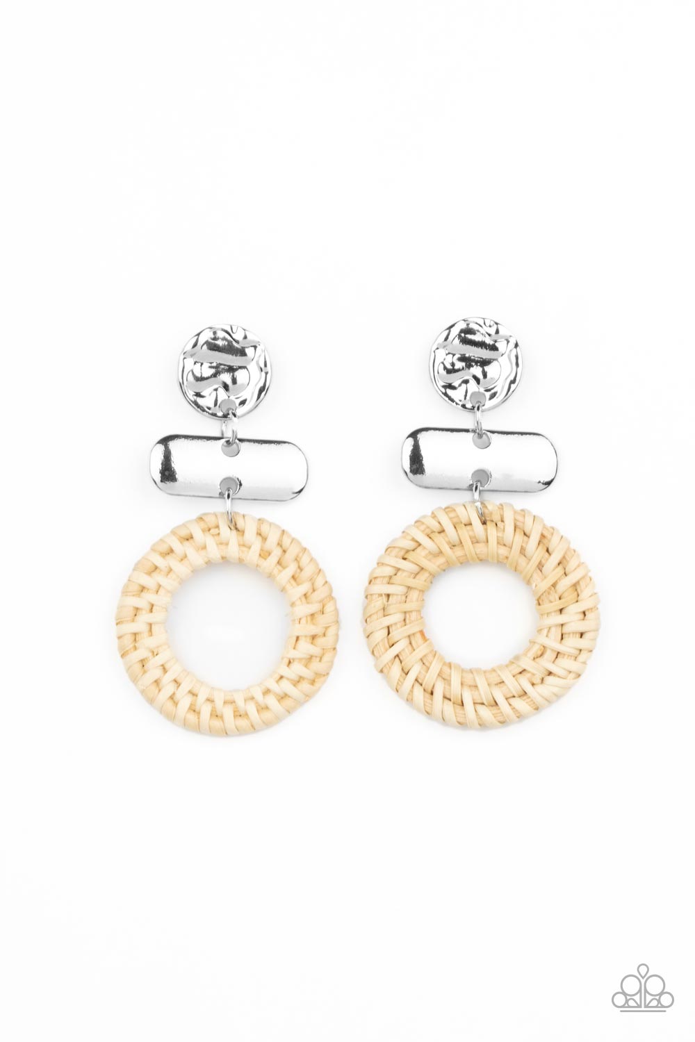 Paparazzi Accessories - Woven Whimsicality - White earrings
