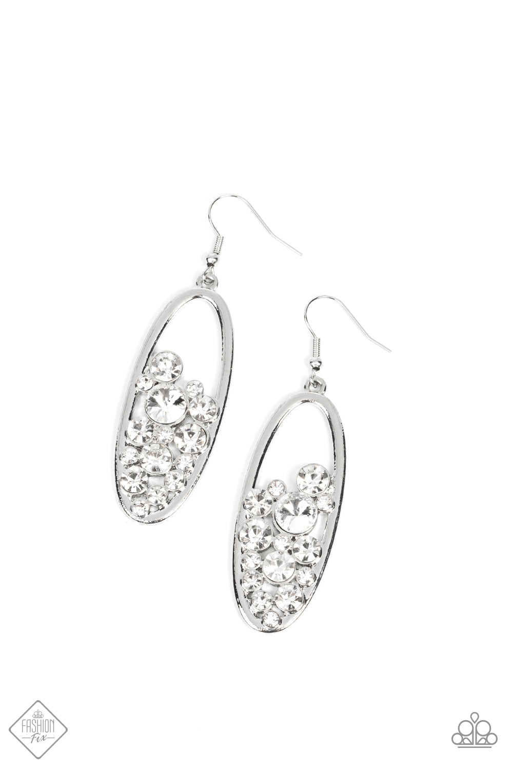 Paparazzi Accessories - Prismatic Poker Face - White earrings