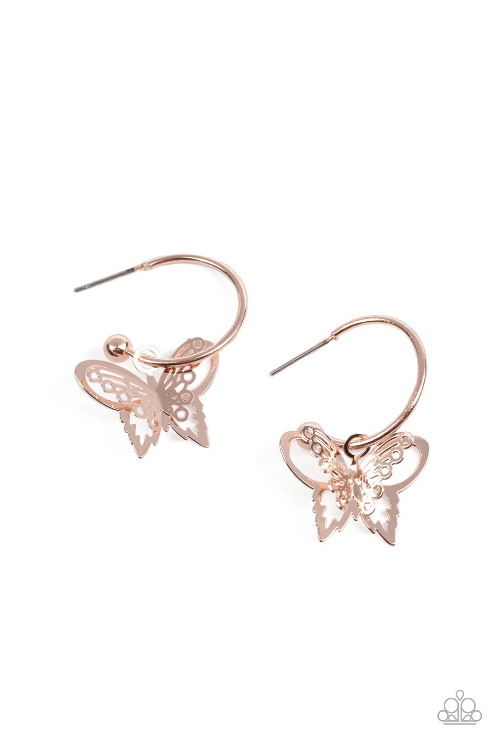 Paparazzi Accessories - Butterfly Freestyle - Rose Gold earrings