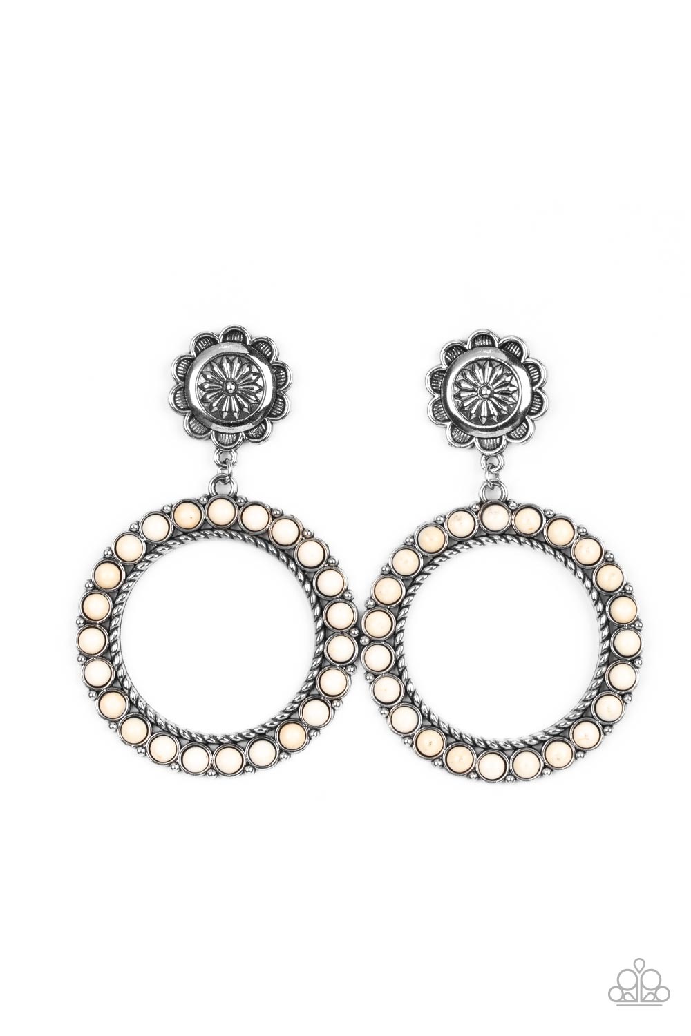 Paparazzi Accessories - Playfully Prairie - White earrings