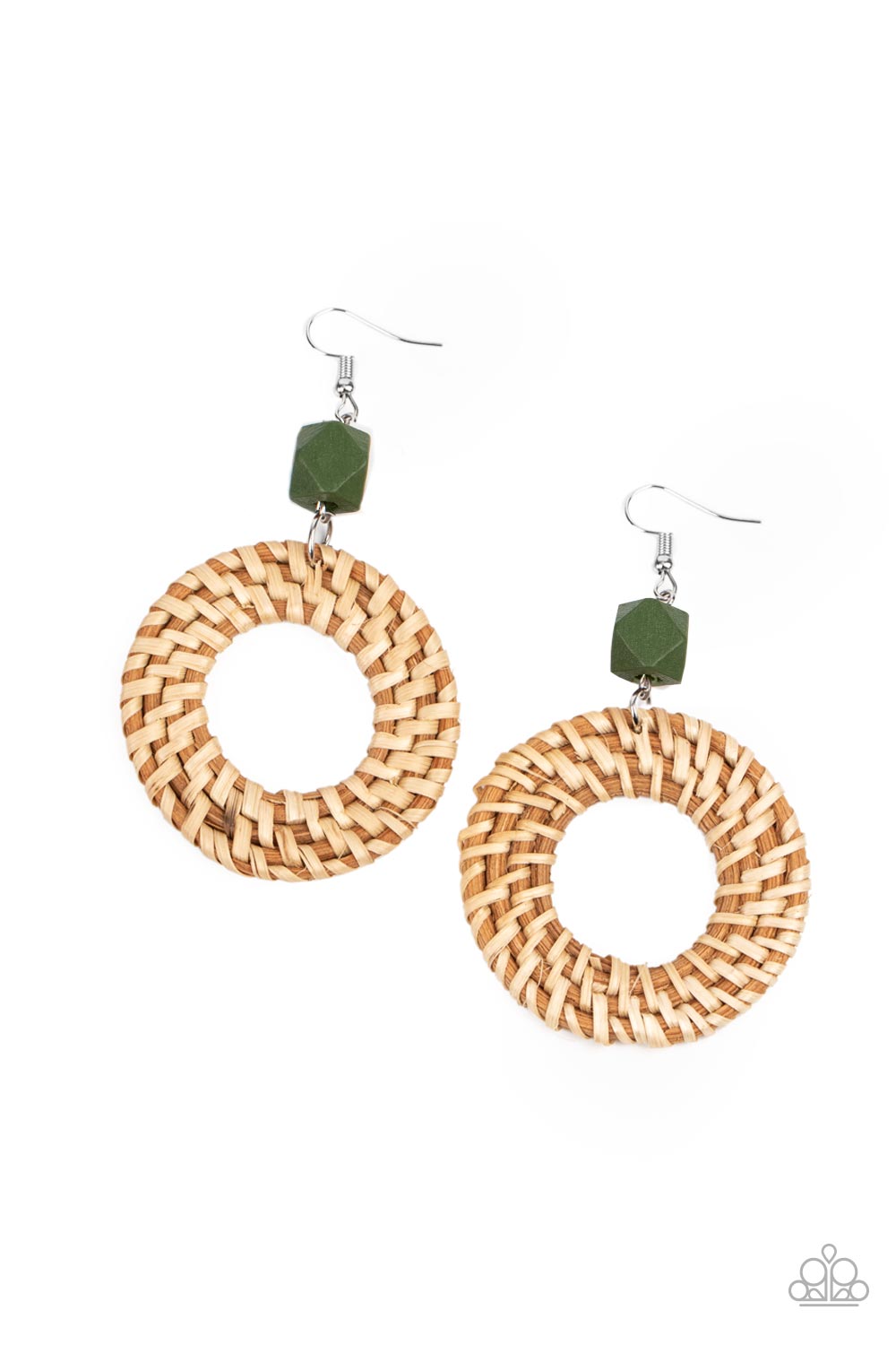 Paparazzi Accessories - Wildly Wicker - Green earrings