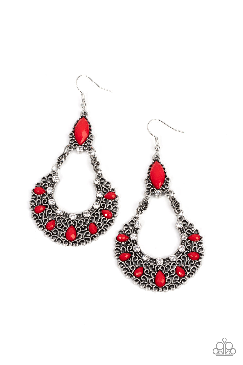 Paparazzi Accessories - Fluent in Florals - Red earrings