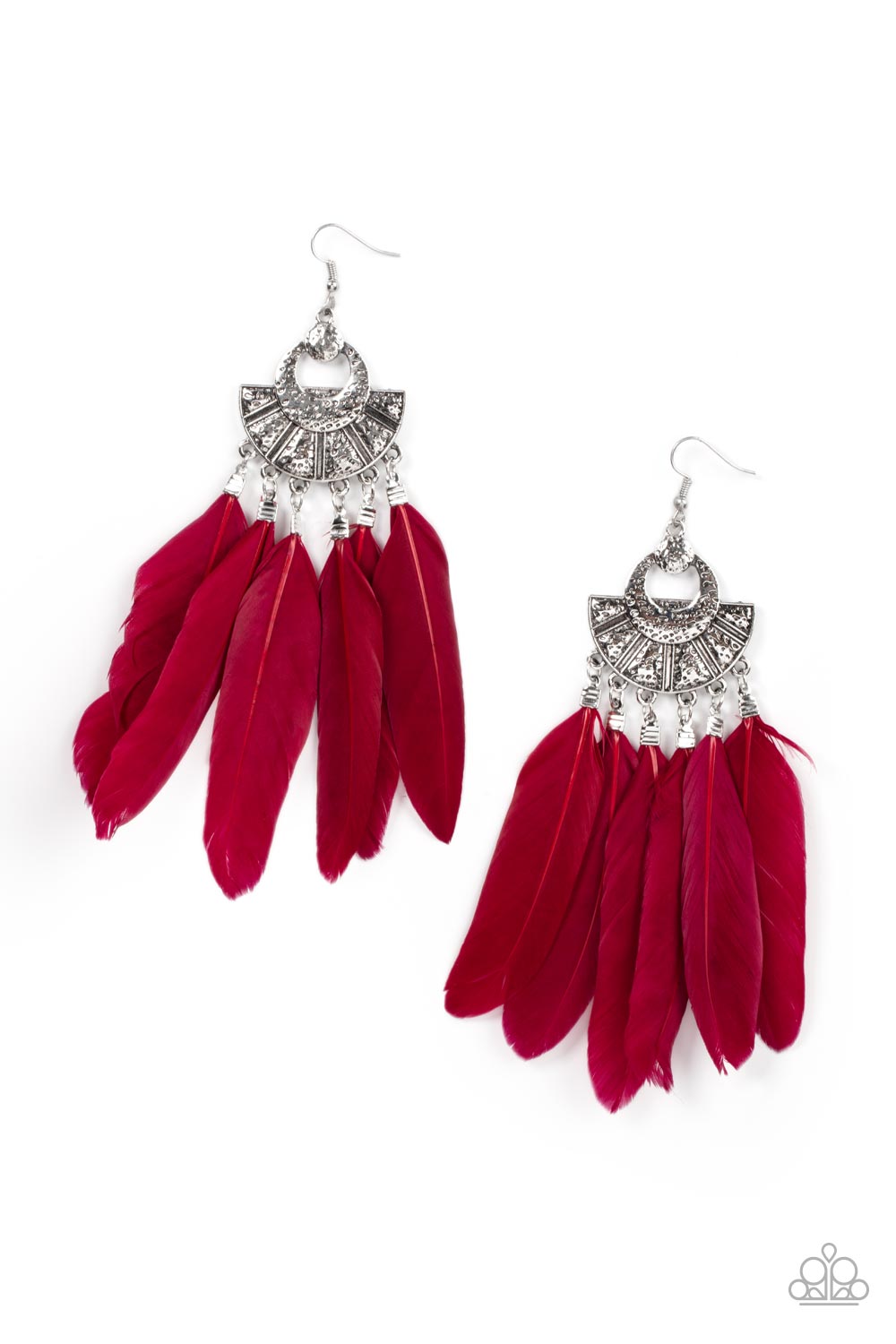 Paparazzi Accessories - Plume Paradise - Red earrings