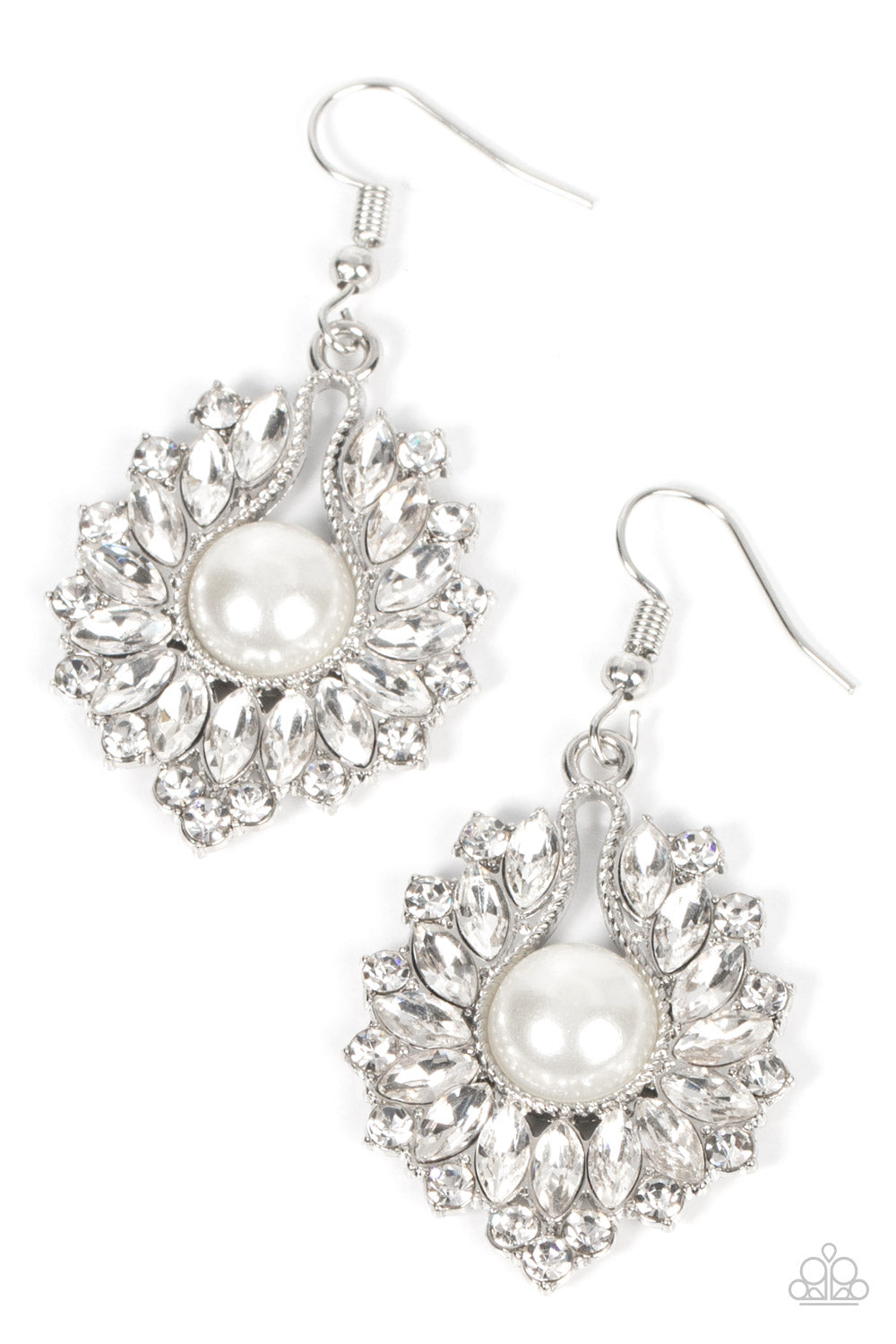 Paparazzi Accessories - Crowns Required - White earrings