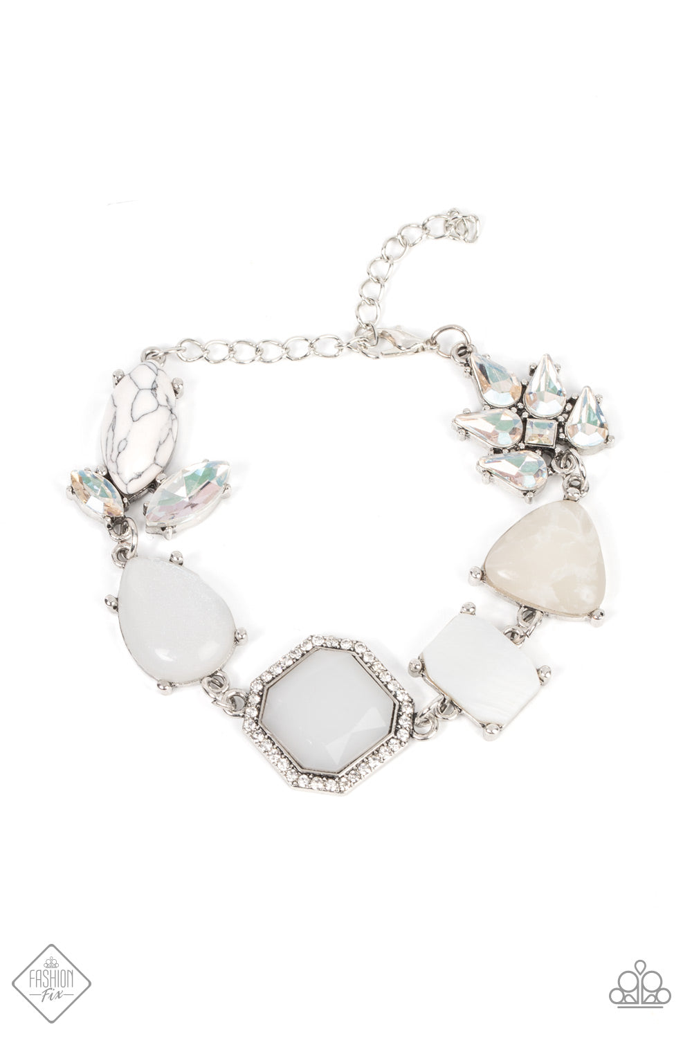 Paparazzi Accessories - Grounding Glamour - White bracelet