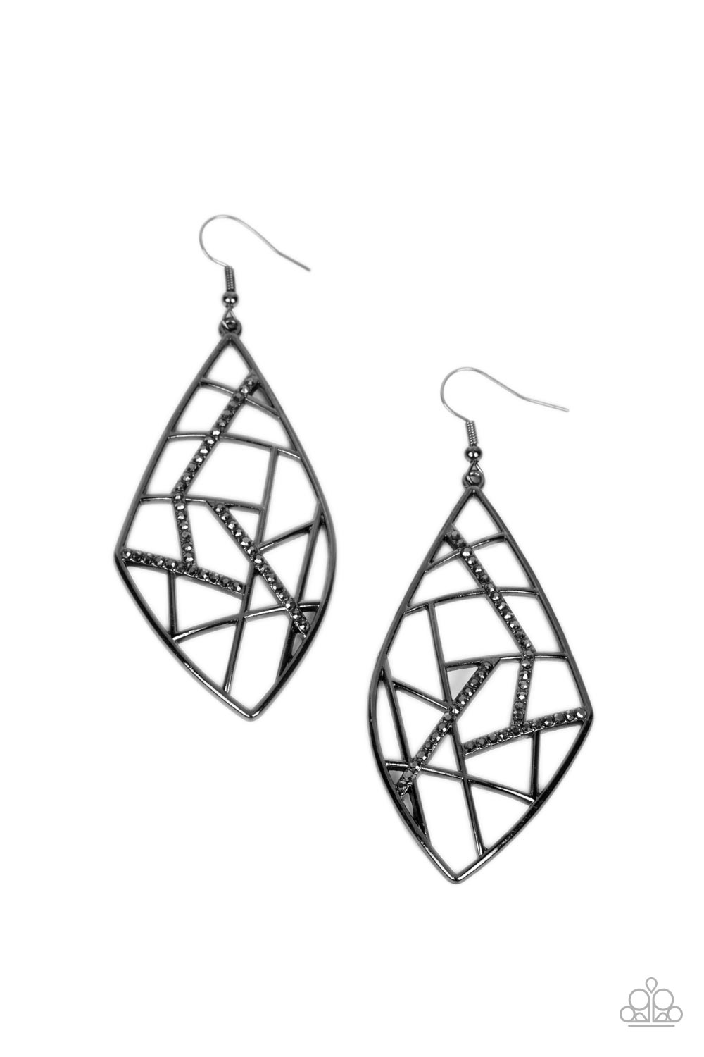 Paparazzi Accessories - Geo Grid - Black earrings