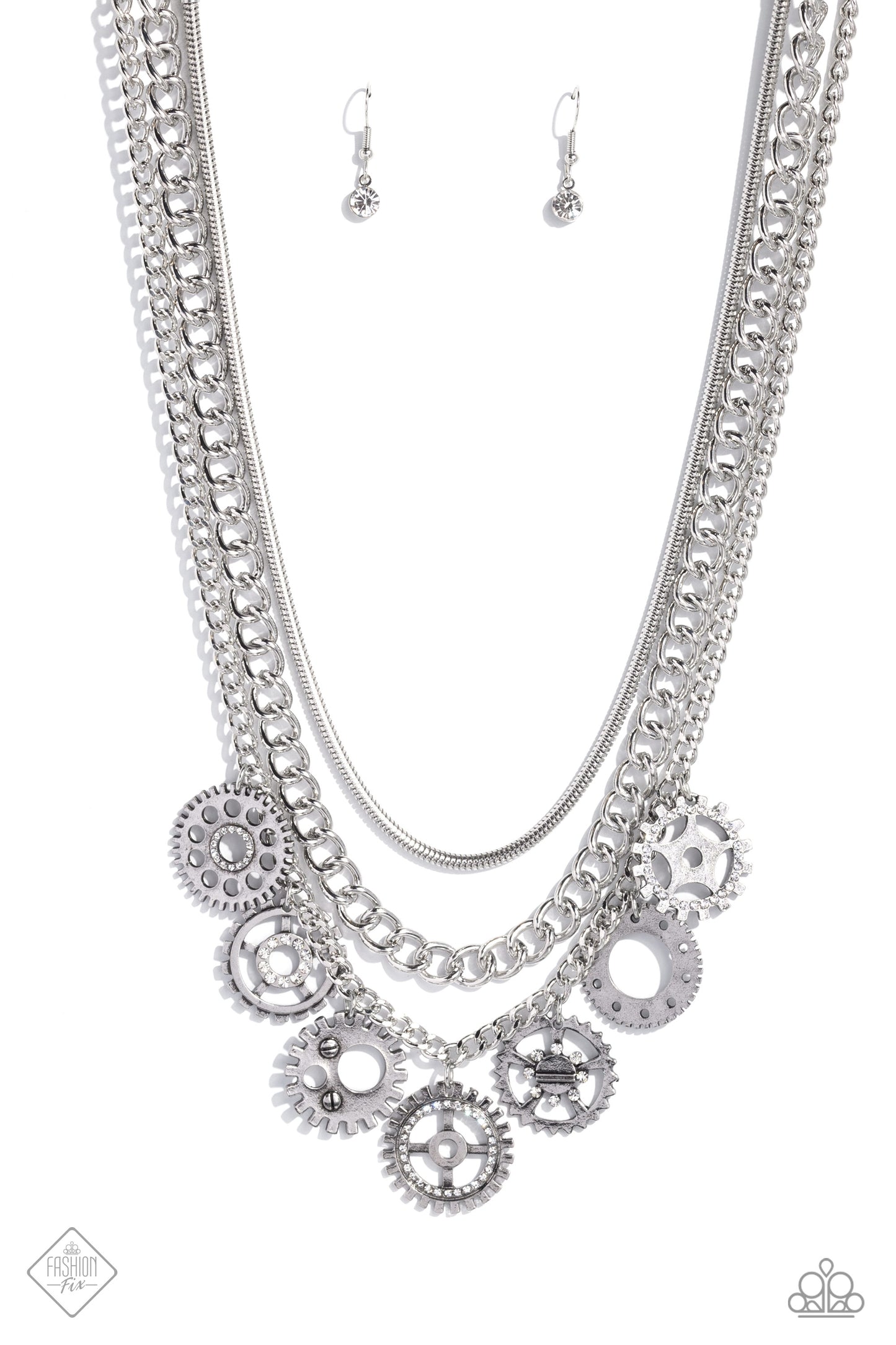 Paparazzi Accessories - Running Out of STEAMPUNK - White necklace