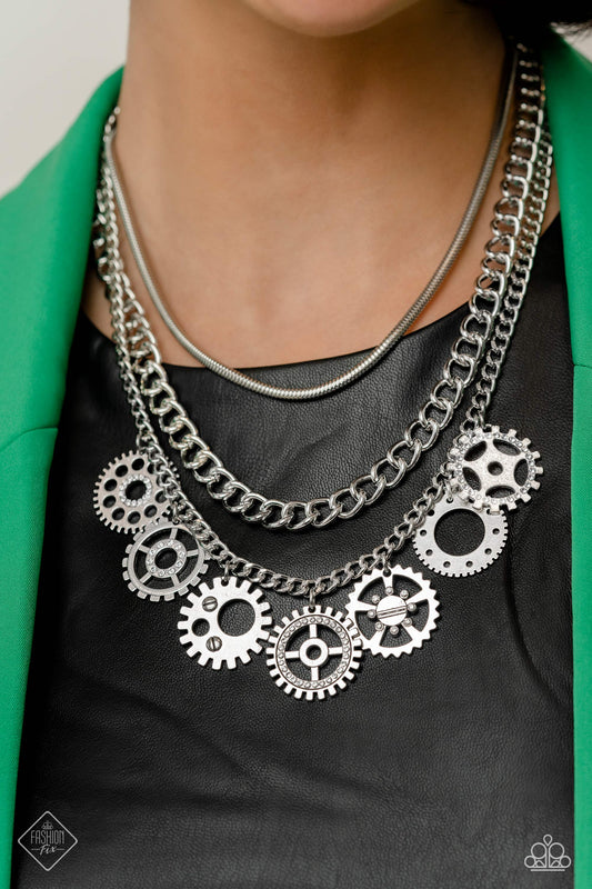 Paparazzi Accessories - Running Out of STEAMPUNK - White necklace