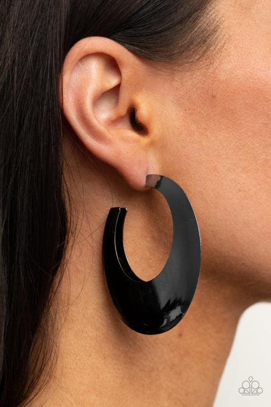 Paparazzi Accessories - Going OVAL-board - Black earrings