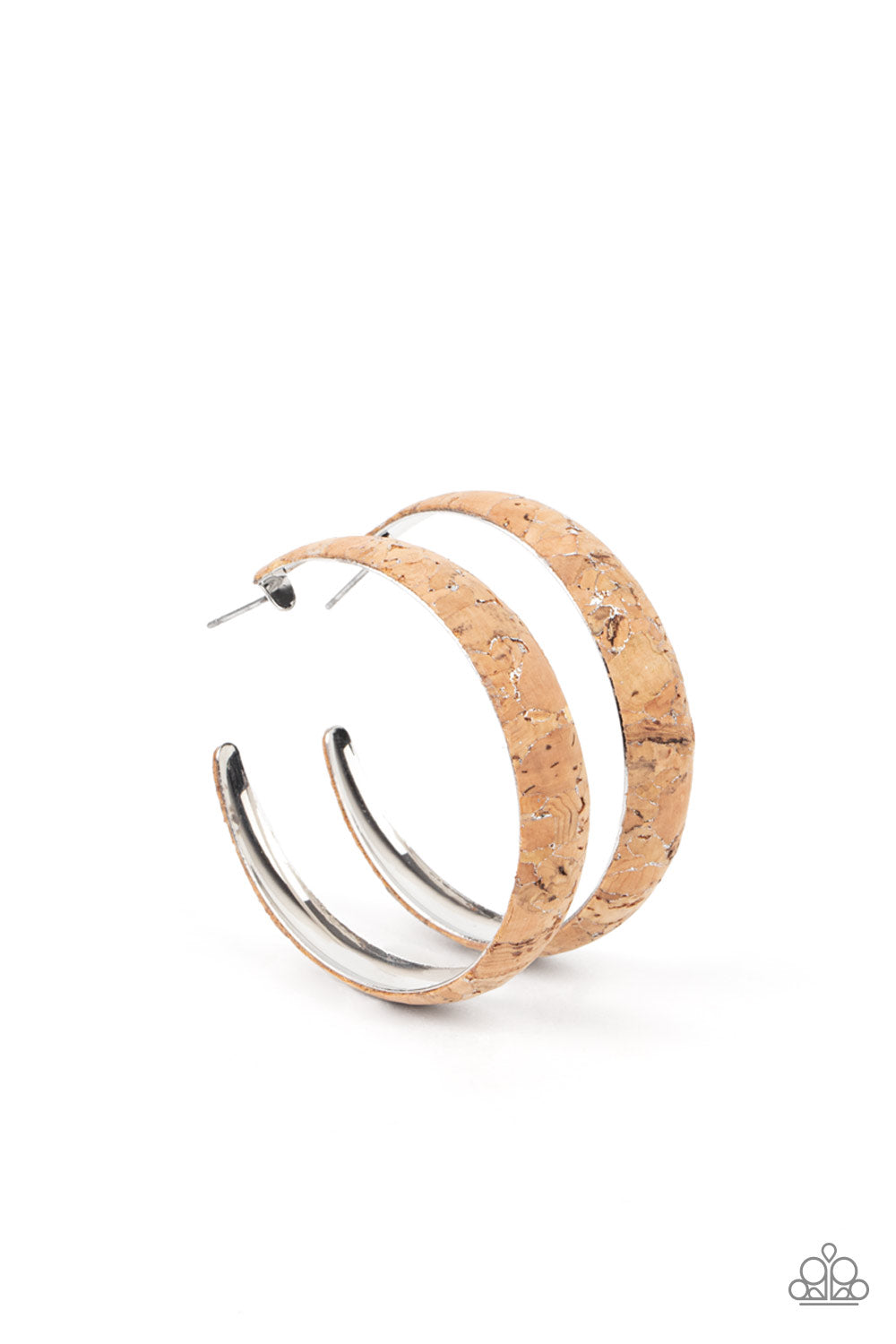 Paparazzi Accessories - A CORK In The Road - Silver earrings