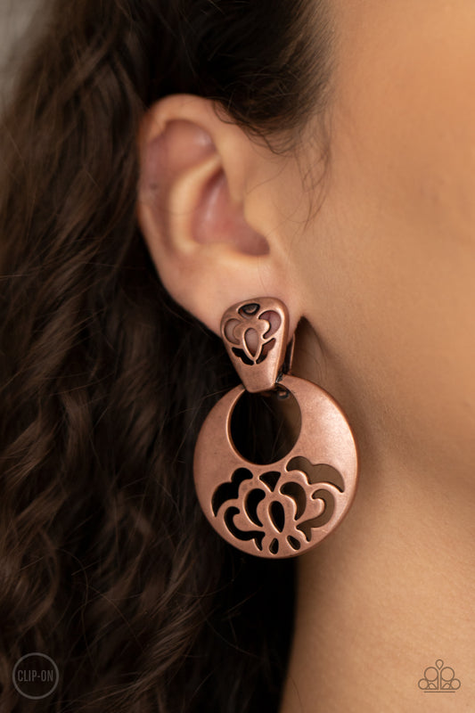 Paparazzi Accessories - Industrial Eden - Copper earrings