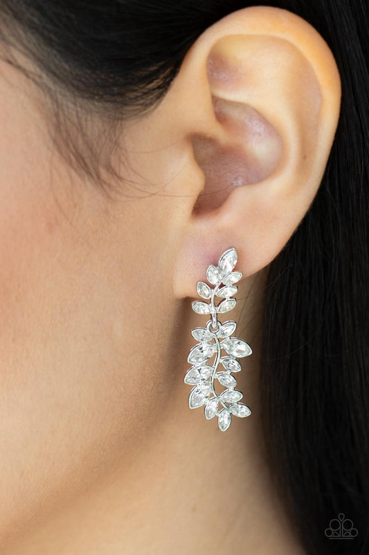 Paparazzi Accessories - Frond Fairytale - White earrings