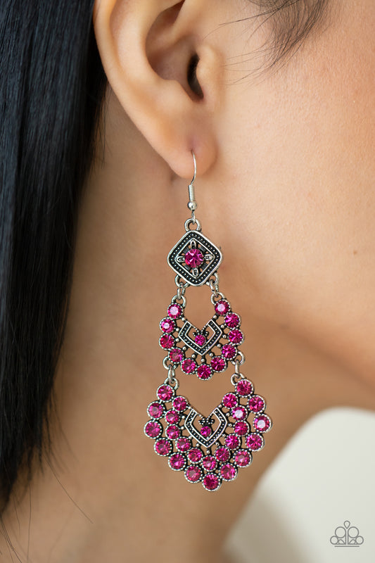 Paparazzi Accessories - All For The GLAM - Pink earrings