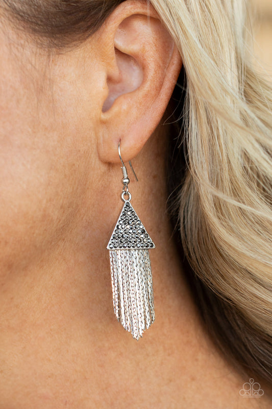 Paparazzi Accessories - Pyramid SHEEN - Silver earrings