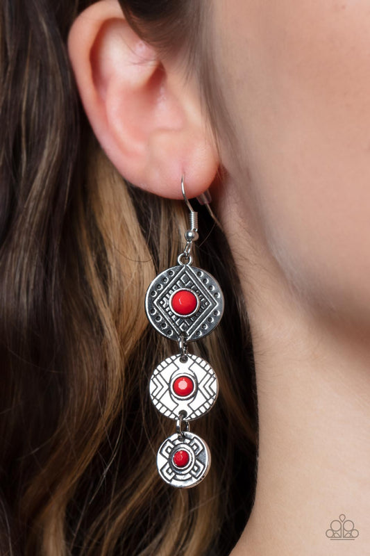 Paparazzi Accessories - Totem Temptress - Red earrings