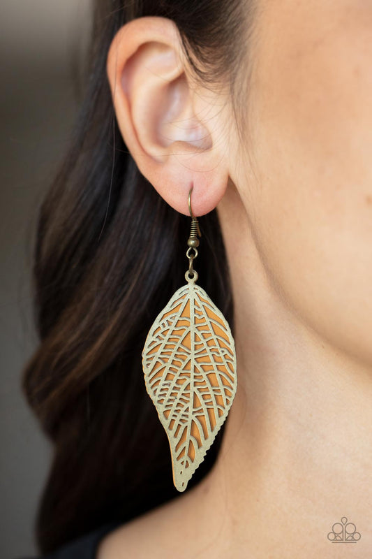 Paparazzi Accessories - Leafy Luxury - Brass earrings