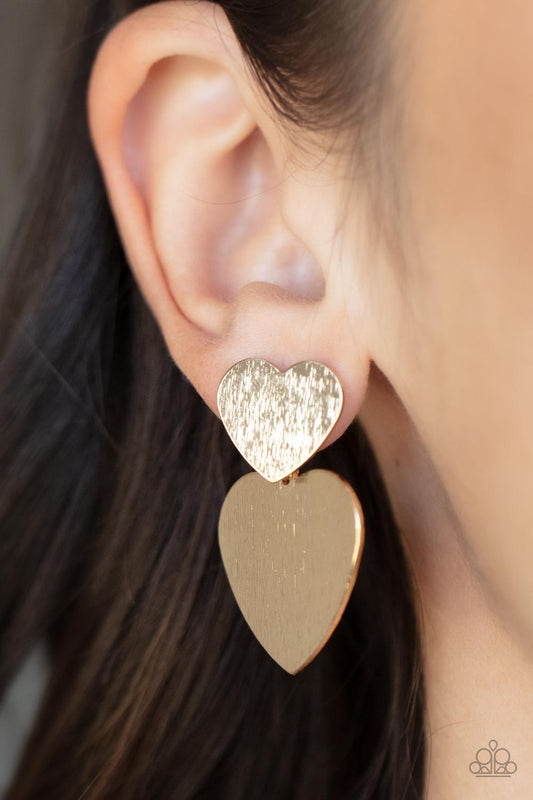 Paparazzi Accessories - Heart-Racing Refinement - Gold earrings