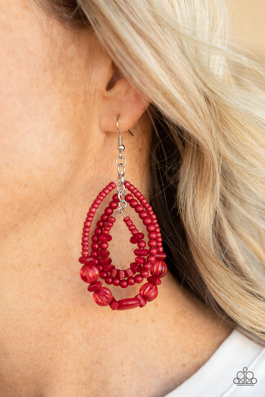 Paparazzi Accessories - Prana Party - Red earrings