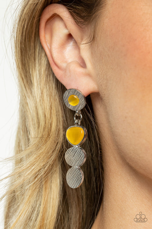 Paparazzi Accessories - Asymmetrical Appeal - Yellow earrings