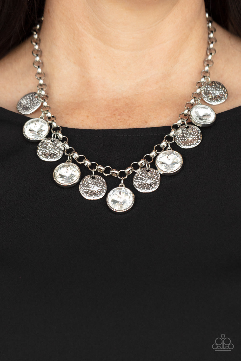 Paparazzi Accessories  - Spot On Sparkle - White necklace