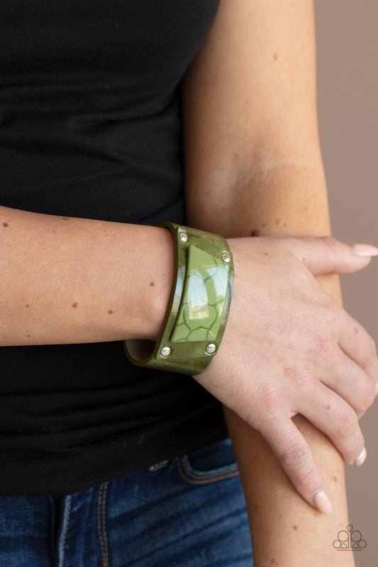 Paparazzi Accessories - Geo Glamper - Green bracelet