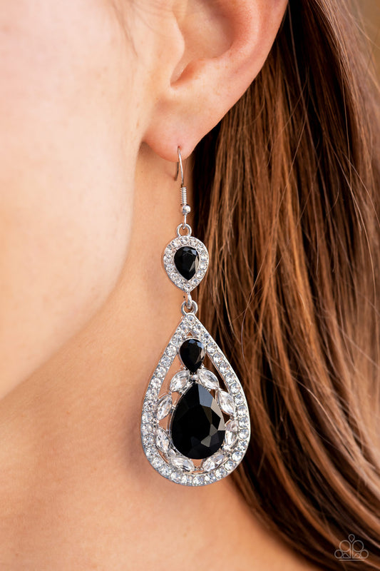 Paparazzi Accessories - Posh Pageantry - Black earrings