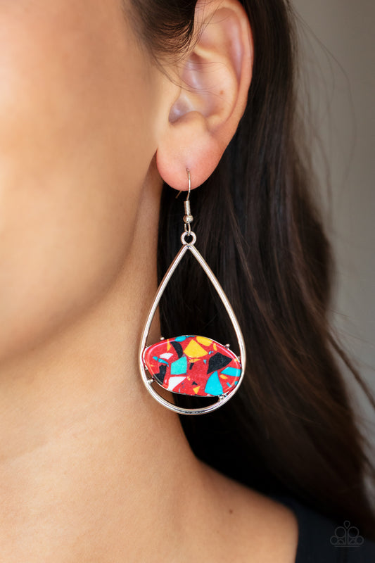 Paparazzi Accessories - Tropical Terrazzo - Red earrings