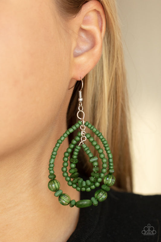 Paparazzi Accessories - Prana Party - Green earrings
