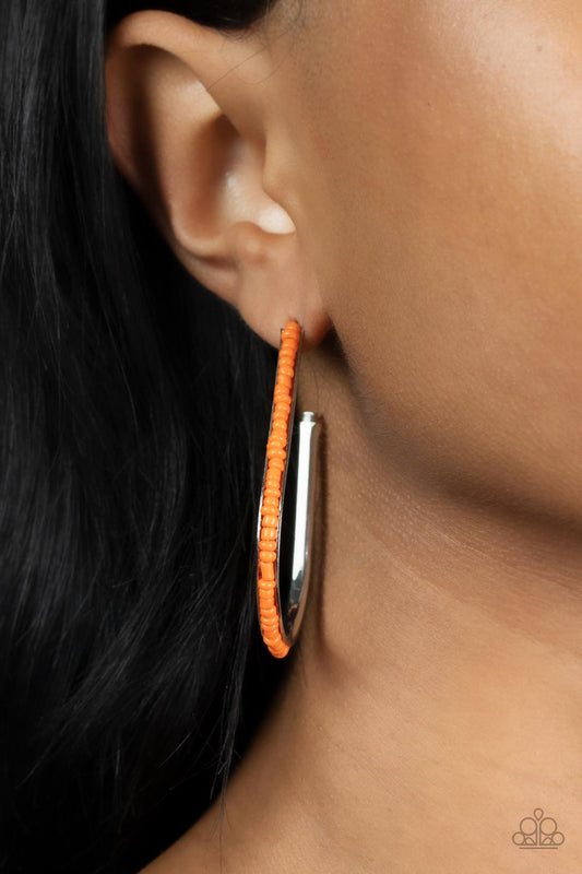 Paparazzi Accessories - Beaded Bauble - Orange earrings