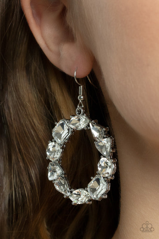 Paparazzi Accessories - GLOWING in Circles - White Earring Earrings