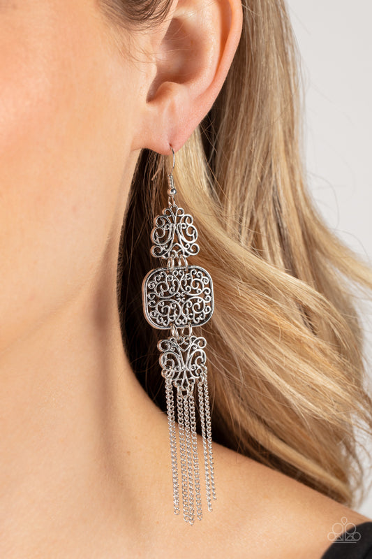 Paparazzi Accessories - Eastern Elegance - Silver earrings