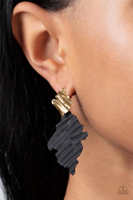Paparazzi Accessories - Crimped Couture - Gold earrings