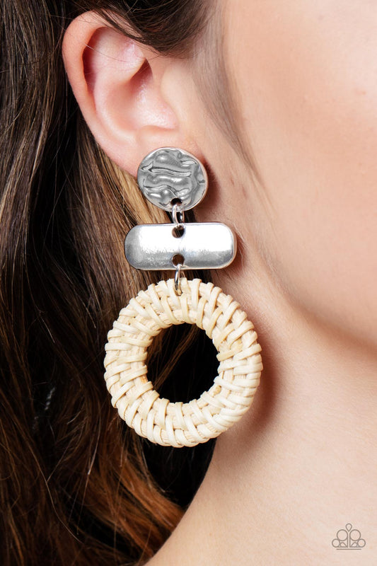 Paparazzi Accessories - Woven Whimsicality - White earrings