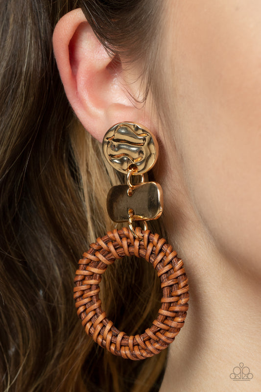 Paparazzi Accessories - Woven Whimsicality - Gold earrings