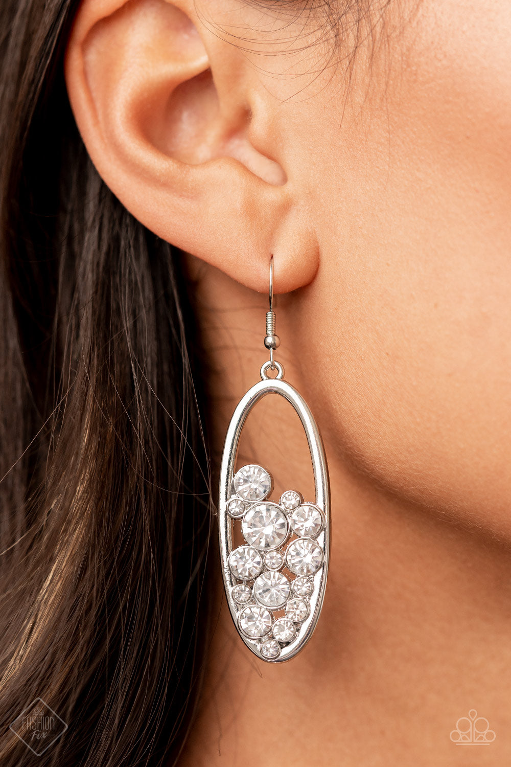 Paparazzi Accessories - Prismatic Poker Face - White earrings