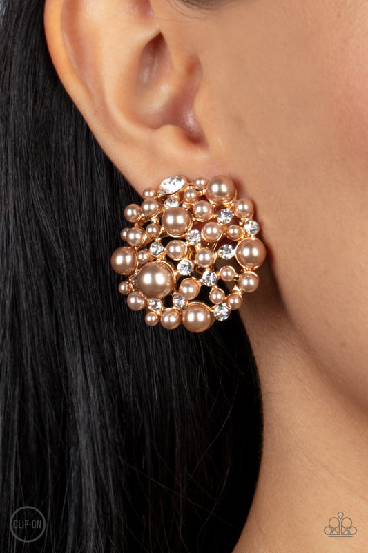 Paparazzi Accessories - Head To Toe Twinkle - Brown earrings