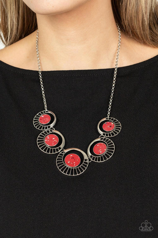 Paparazzi accessories - Elliptical Effervescence - Red necklace