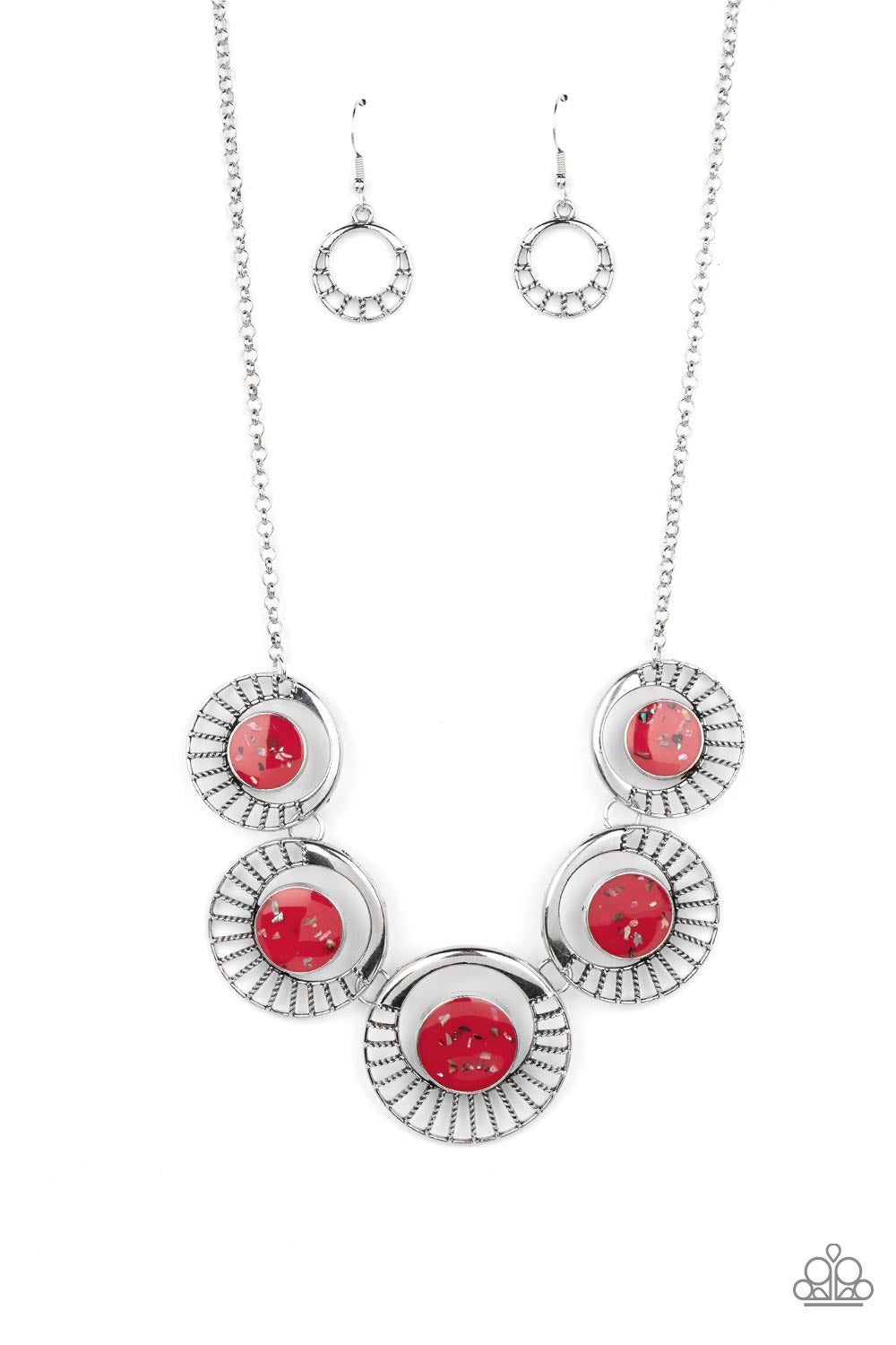 Paparazzi accessories - Elliptical Effervescence - Red necklace