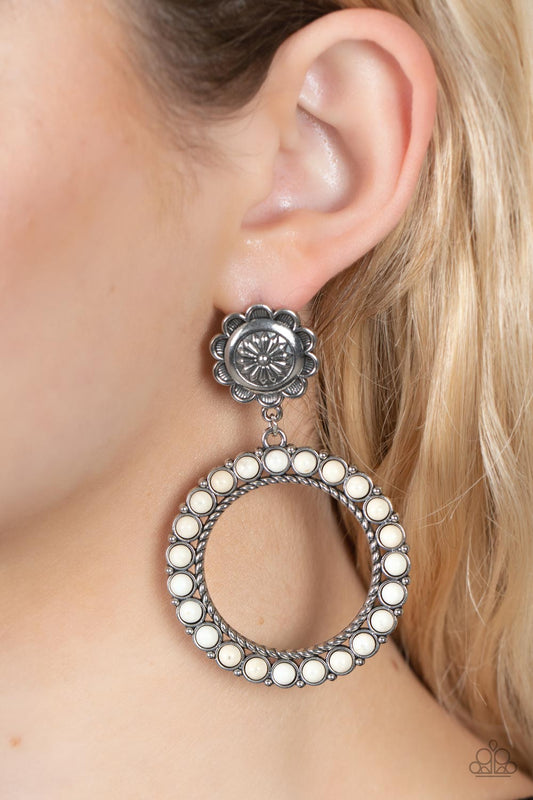 Paparazzi Accessories - Playfully Prairie - White earrings