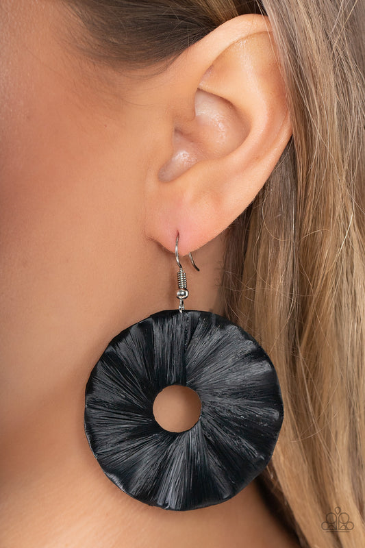 Paparazzi Accessories - Fan the Breeze - Black earrings