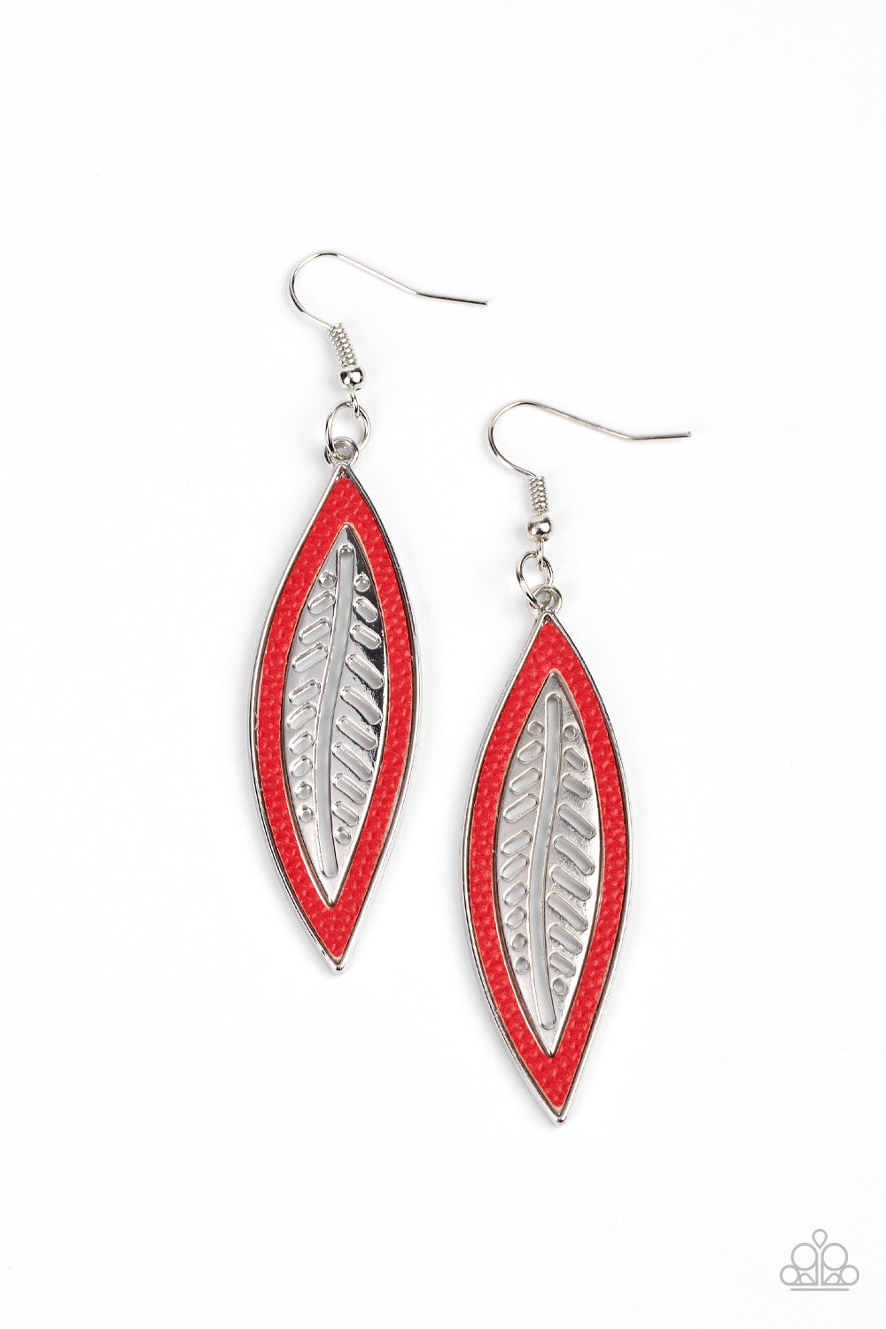 Paparazzi Accessories - Leather Lagoon - Red earrings