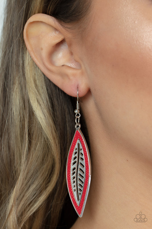 Paparazzi Accessories - Leather Lagoon - Red earrings