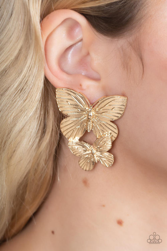 Paparazzi Accessories - Blushing Butterflies - Gold earrings