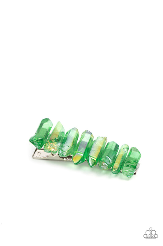Paparazzi Accessories - Crystal Caves - Green hair clip