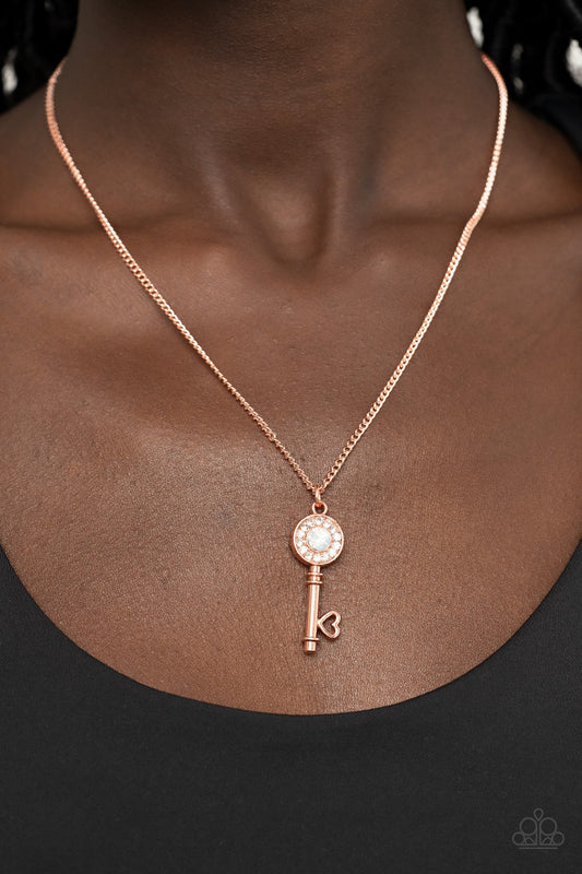 Paparazzi Accessories - Prized Key Player - Copper necklace